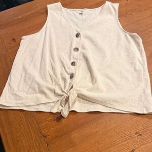 Old Navy Beige Sleeveless Button-Down Top